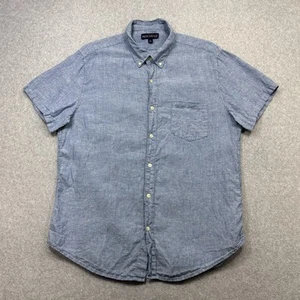 J Crew Mercantile Shirt Mens Large Linen Short Sleeve Button Up Casual Pocket - Picture 1 of 13