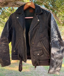 Vintage 40s-50s Horsehide Leather Jacket Front Quarter Thrashed Biker Punk RARE! - Picture 1 of 14