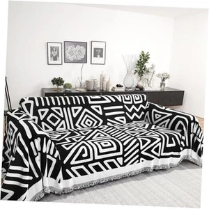 Modern Large Chenille Sofa Cover, Reversible Couch Cover Geometric Patterns - Picture 1 of 8