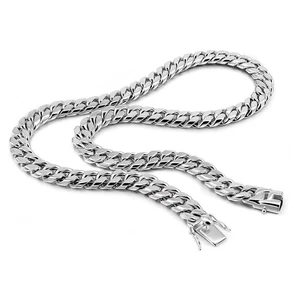Mode 925 Sterlingsilber Massive Miami Kubanische Gliederkette Halskette 8 mm & 12 mm -... - Bild 1 von 7
