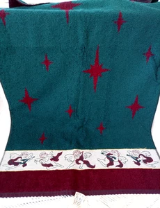 Asciugamano da bagno natalizio vintage di Santens Angels bordo verde e rosso USA NUOVO CON ETICHETTE - Foto 1 di 9