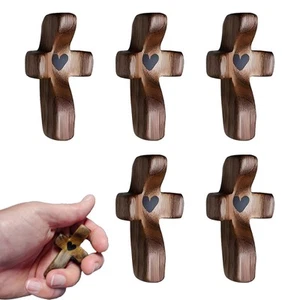 Wooden Cross Fidget - Cross My Heart, Walnut Pocket Crosses for Anxiety Relie... - Picture 1 of 7