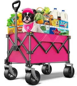 Beach Wagon,Collapsible-Wagon 220lbs with Big Wheels FoldableWagon Carts,Port... - Picture 1 of 8