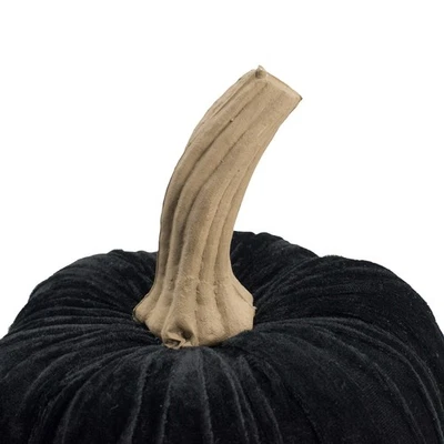 9.5"W Novelty Pumpkin, Christmas Holiday Halloween Decor Black Velvet Surface - Image 1 of 4