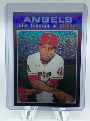 2020 Topps Heritage PURPLE REFRACTOR Julio Teheran # THC-516 - Image 1 of 2