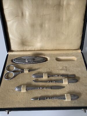 800 Grade Silver Part Manicure Set In Box, Sold As Seen • 20£