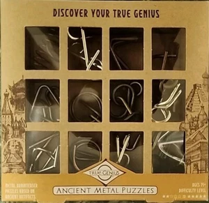 True Genius ANCIENT METAL PUZZLES 12 Brainteaser Puzzles NEU - Bild 1 von 4