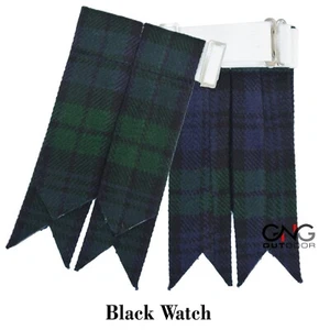 Men's Scottish Black Watch Tartan Kilt Flashes - Picture 1 of 1