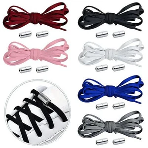 No Tie Elastic Shoe Laces for Trainers Adults & Kids Shoelace with Metal Buckles - Picture 1 of 16