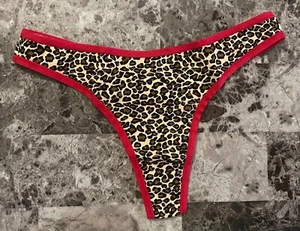 NWOT FREDERICK'S OF HOLLYWOOD S RED LEOPARD CHEETAH VINTAGE RARE THONG PANTIES - Picture 1 of 4