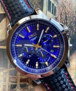 RWG Chronograph Automatic 45mm Men's Blue Dial Round New From Japan - Picture 1 of 18