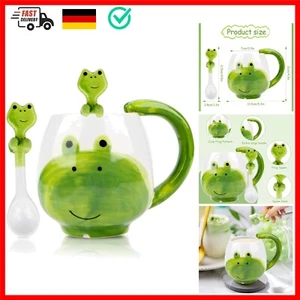 Frosch Tasse Süße Tasse mit Löffel, 400 ml Cute Mug Keramik Frosch Kaffeetass... - Bild 1 von 9
