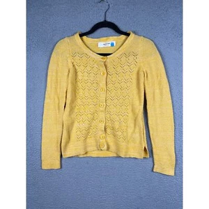 Anthropologie Sparrow Pointelle Perk Yellow Button Down Sweater Cardi Size S - Picture 1 of 11