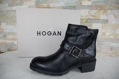 Hogan Talla 39.5 Botines Zapatos Estampado Reptil Negro Nuevo Antiguo PVP 390 € Foto 1 de 4