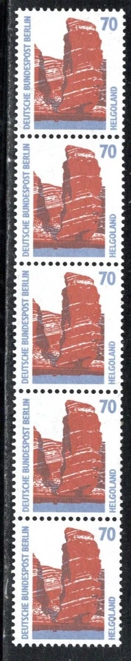 [OOS] Berlin #Mi874R MNH 1990 Heligoland [9N551 YT835][Strip of 5] - Image 1 of 1