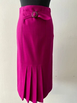 Falda de lana rosa vintage elegante de los 90 para mujer | Talla S | Pieza única llamativa Foto 1 de 4