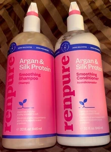 Set of 2 Renpure Argan and Silk Protein Smoothing Shampoo/Conditioner-32oz-New - Picture 1 of 2