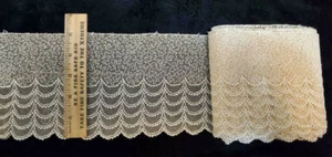Vintage/Antique Lt.Brown Embroidery Net, Cotton Leavers Lace 4 Yards & 28" - Picture 1 of 2