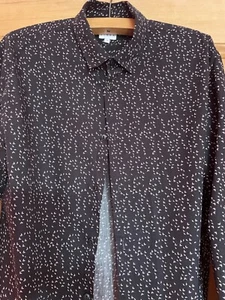 Linea Black with white print mens shirt M 100% cotton - Picture 1 of 5