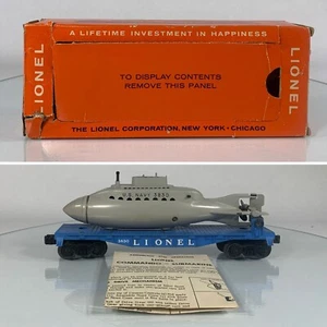 LIONEL • O GAUGE • 1960-1962 Postwar 3830 US Navy Submarine Flat Car w Orig Box - Picture 1 of 24