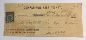 Boleto de venta vintage de 1925 en la Bolsa de Valores de Boston - Imagen 1 de 2