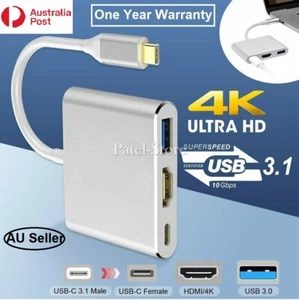 3IN1 USB 3.1 Type-C USB-C to Female HUB 4K HD HDMI Data Charging Cable Adapter - Picture 1 of 9