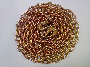 (1) Cadena de transporte 5/16"x 50' Grado 70 Hecha en EE. UU. - con/Ganchos de agarre G70 - Imagen 1 de 3