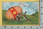 D934 Emboss Easter pstcrd rabbit egg roll Fred Smith S Seventh St Kansas City KS