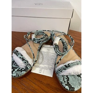 NUEVAS Sandalias The Drop Samantha Teal Serpiente Tobillo Envoltura Gladiador Punta Abierta 5.5 - Imagen 1 de 9