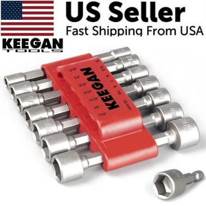 14 PCS Power Nut Driver Bit Set Quick Change MM & SAE Impact 1/4" Hex Shank USA - Picture 1 of 19