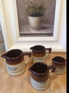 Vintage Bretagne Steingut braun glasiert Messbecher Set Top Zustand - Bild 1 von 8