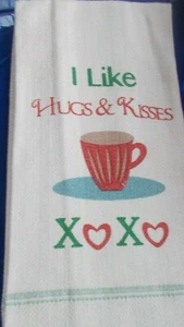  FULL UNCUT I LIKE HUGS & KISSES Print Cotton Kitchen Towel  - Picture 1 of 2