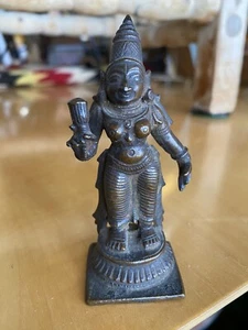 Antique Bronze Metal Statue of Goddess Parvati Wife of Shiva Hindu God Sculpture - Picture 1 of 8