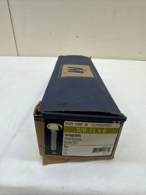 Midwest Fastener 01171 Carriage Bolts Zinc 5/8-11 x 6" 25 Pieces - Image 1 of 4
