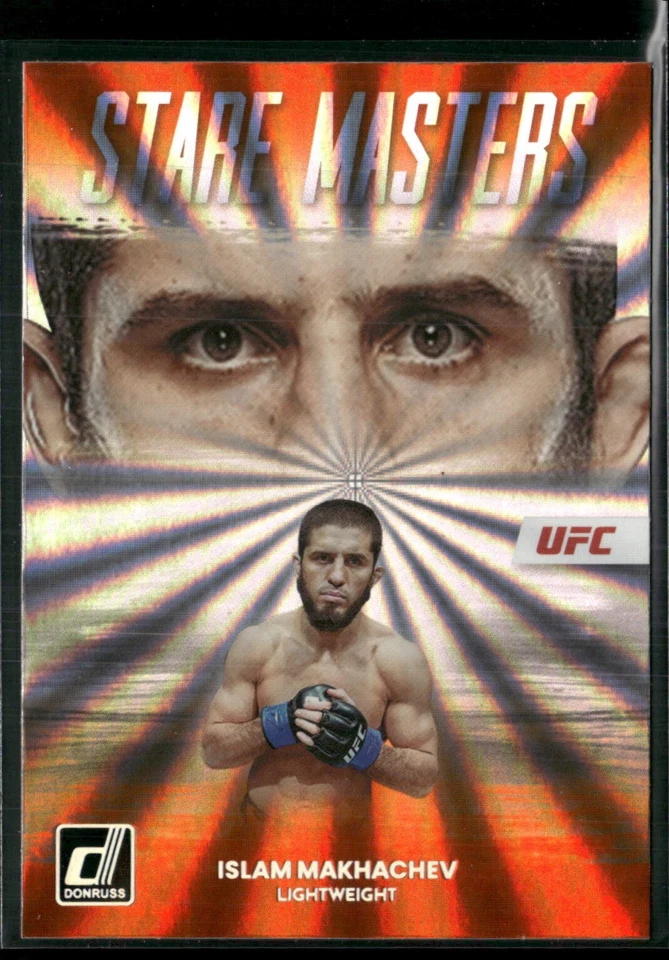 2023 Donruss UFC ISLAM MAKHACHEV Stare Masters Orange Laser #4 U75 - Image 1 of 3