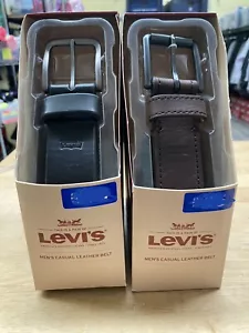 New, Men’s Levi’s Black Or Brown Leather Belt - Picture 1 of 10