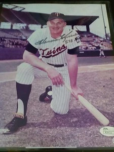 Foto autografiada de Harmon Killebrew 8x10 con gemelos de certificación JSA - Imagen 1 de 3