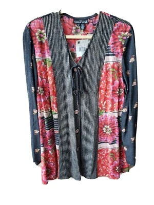 NUEVA TÚNICA TOP VINTAGE AÑOS 80 Carole Little Button talla 12 arte portátil EE. UU. NUEVA CON ETIQUETAS $128 Foto 1 de 4