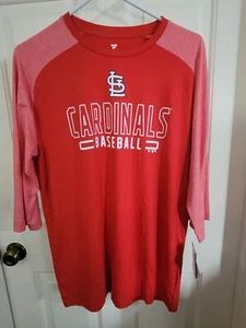 Majestic Athletic Men's St. Louis Cardinals 3/4 Sleeve Raglan T-Shirt Red Medium - Picture 1 of 3