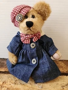 The Boyds Collection 1985-98 Girl Bear, Denim Dress, Beret,6" - Picture 1 of 5