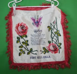 Vintage Souvenir Satin Pillow Cover Fort Sill Oklahoma "Mother" - Picture 1 of 3