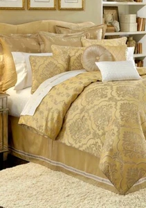 Waterford Linens KELSEY Bed Skirt 18” Drop Bedskirt - Wheat - King Size - NWT - Picture 1 of 2