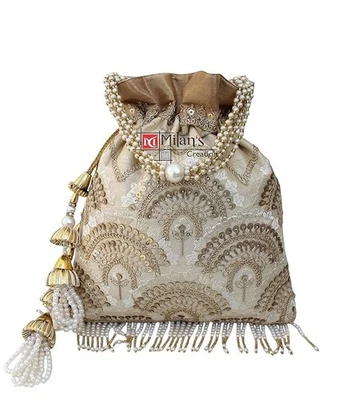 Handbag Party wear Embroidery gold Potli Bag and Wedding for Gift Women & girls - Image 1 of 4
