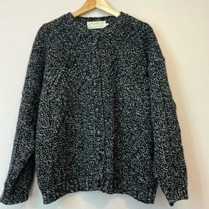 Blarney Woolen Mills Vintage Irish Knit Cardigan Sweater Gray Women’s Medium 90s - Picture 1 of 7
