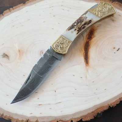 Navaja de Bolsillo Clásica Latón Refuerzos Bloqueo Manual Alta Calidad Foto 1 de 4