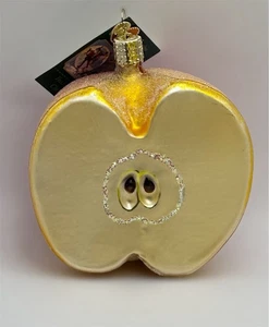 Alte Welt Weihnachten Glas Halb Apfel Gezuckert Ornament Weihnachten 4” X 4” Neu - Bild 1 von 5