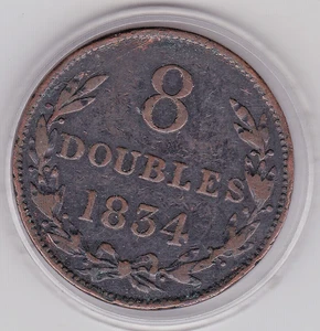 1834 Guernsey große Kupfer 8 Doppel Münze - Bild 1 von 2