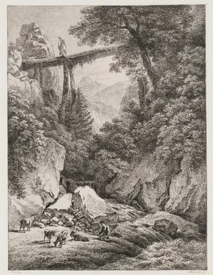 MÖSSMER (*1780) nach MOLITOR (*1759), Eine ideale Landschaft, um 1821, Rad. - Bild 1 von 4