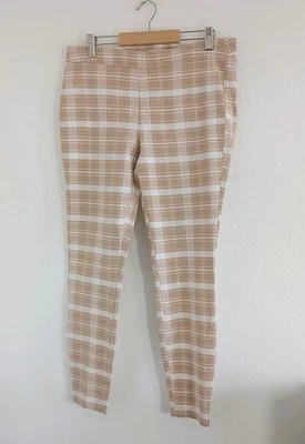 Calça elástica xadrez feminina Nanette Lepore marrom branca elástica tamanho M - Imagem 1 de 4