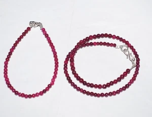 Collana stringa bracciali 6" argento sterling 925 pietra preziosa tinta rubino - Foto 1 di 11